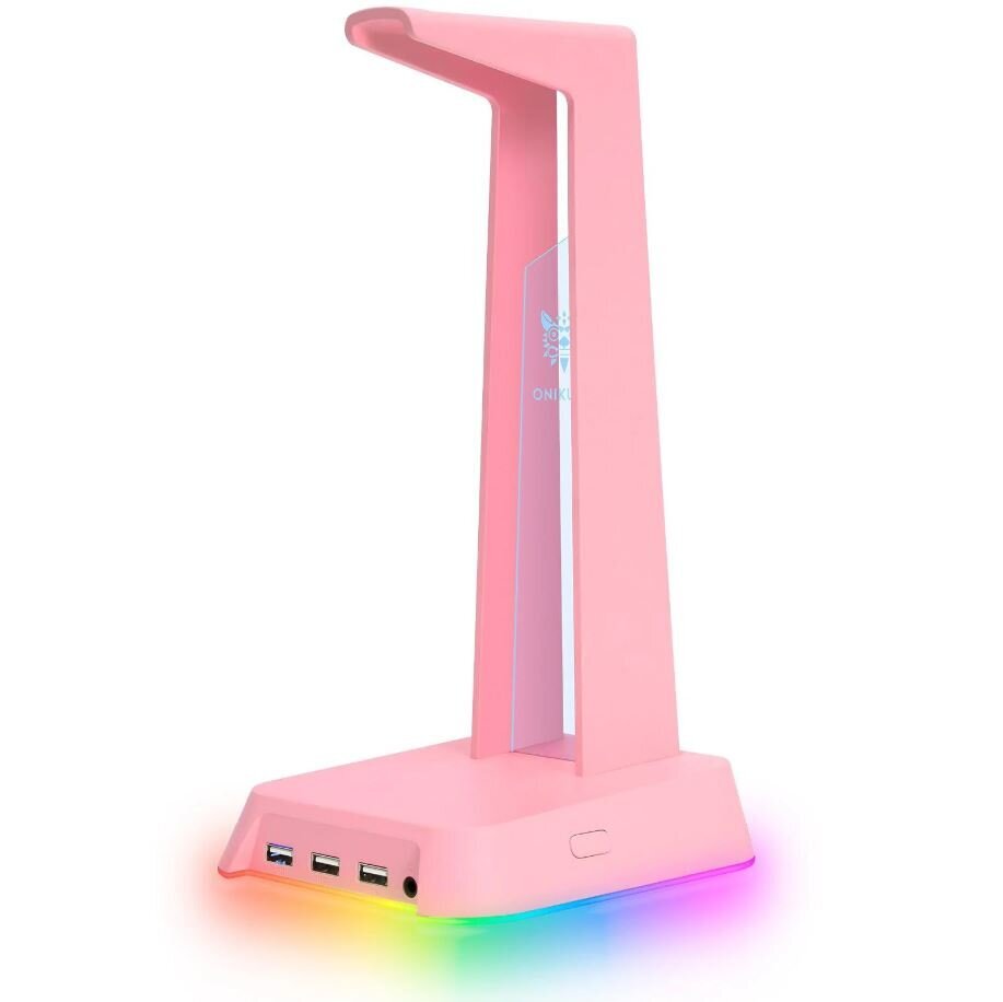 Austiņu statīvs ar USB HUB Onikuma ST2 RGB, Rozā cena un informācija | Austiņu piederumi | 220.lv