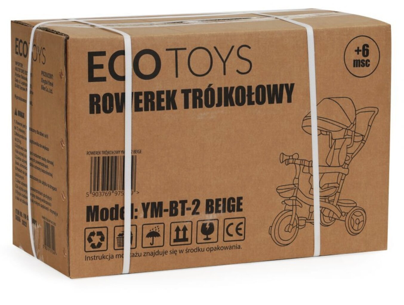 Stumjamais trīsritenis EcoToys, zils цена и информация | Trīsriteņi | 220.lv