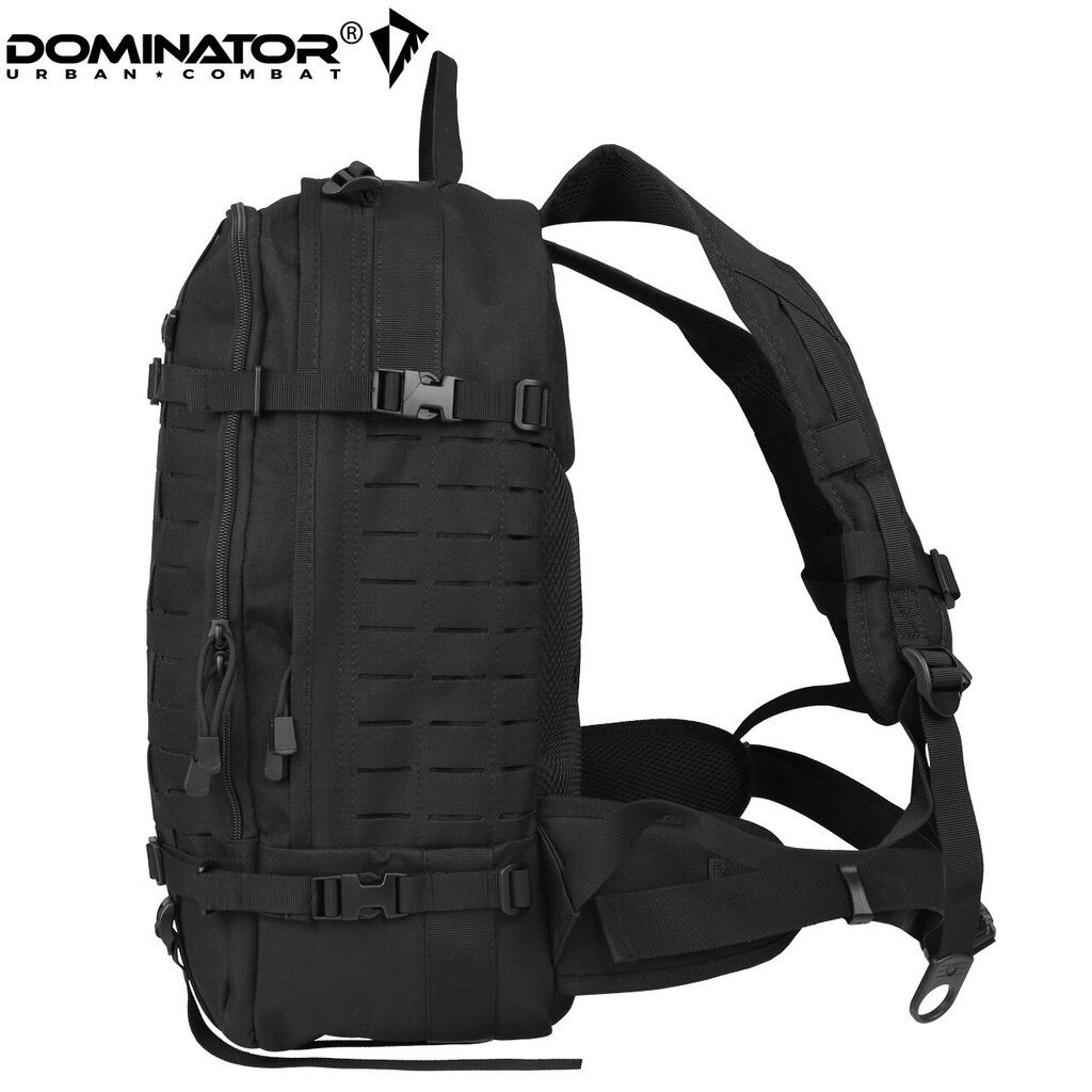 Vīriešu ceļošanas mugursoma Dominator Urban Combat Defender Laser Cut, melna cena un informācija | Sporta somas un mugursomas | 220.lv