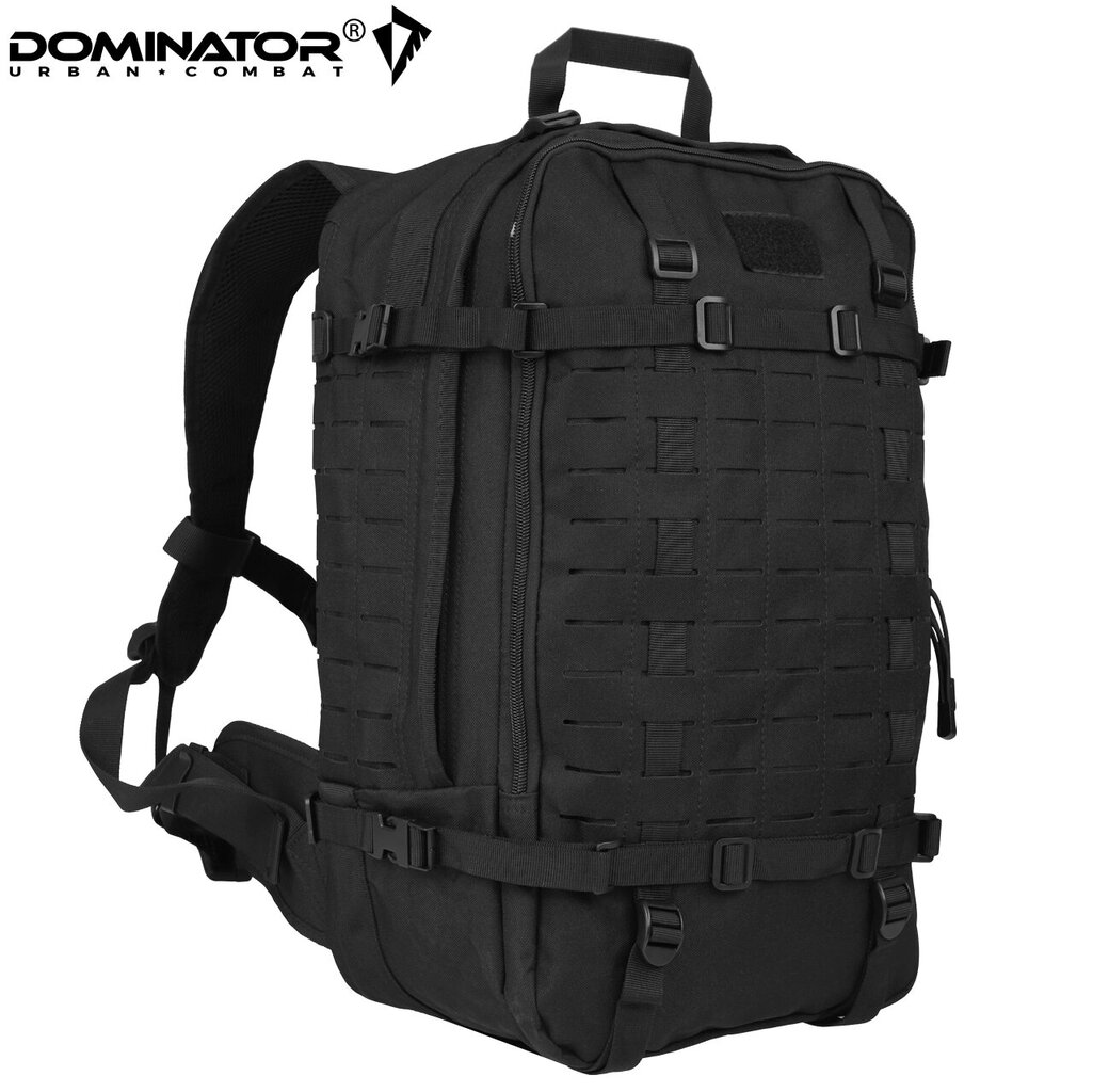 Vīriešu ceļošanas mugursoma Dominator Urban Combat Defender Laser Cut, melna cena un informācija | Sporta somas un mugursomas | 220.lv