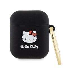 Hello Kitty HKA23DKHSK Airpods 1|2 cover czarny|black Silicone 3D Kitty Head цена и информация | Наушники | 220.lv