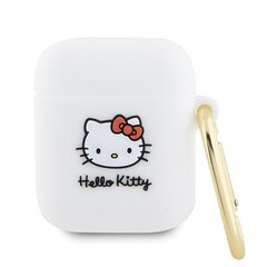 Hello Kitty HKA23DKHSH Airpods 1|2 cover biały|white Silicone 3D Kitty Head цена и информация | Аксессуары для наушников | 220.lv