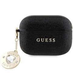 Guess GUAP2PGEHCDK AirPods Pro 2 cover czarny|black Fixed Glitter Heart Diamond Charm цена и информация | Аксессуары для наушников | 220.lv