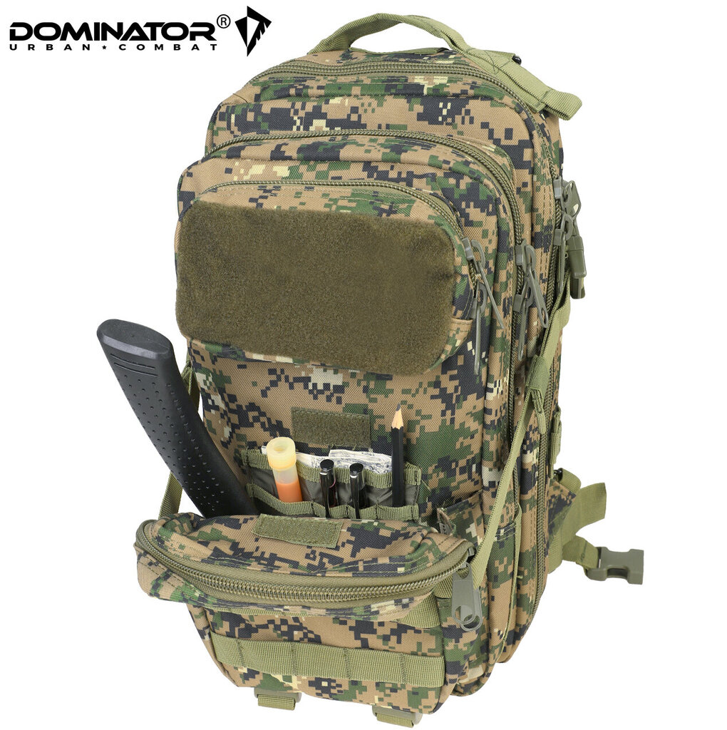 Vīriešu ceļošanas mugursoma Dominator Urban Combat Velcro Woodland Digital, zaļa cena un informācija | Sporta somas un mugursomas | 220.lv