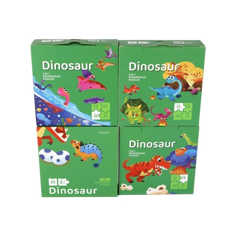 Puzle Lean Toys Dinosaurs 4in1, 73 daļas cena un informācija | Puzles, 3D puzles | 220.lv