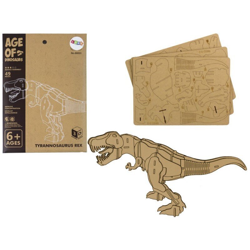Koka 3D Tyrannosaurus Rex telpiskās mīklu mazās rotaļlietas, 22 daļas cena un informācija | Puzles, 3D puzles | 220.lv