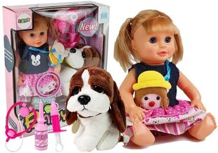 Lelle ar kucēnu un ārsta komplektu Lean Toys cena un informācija | Rotaļlietas meitenēm | 220.lv