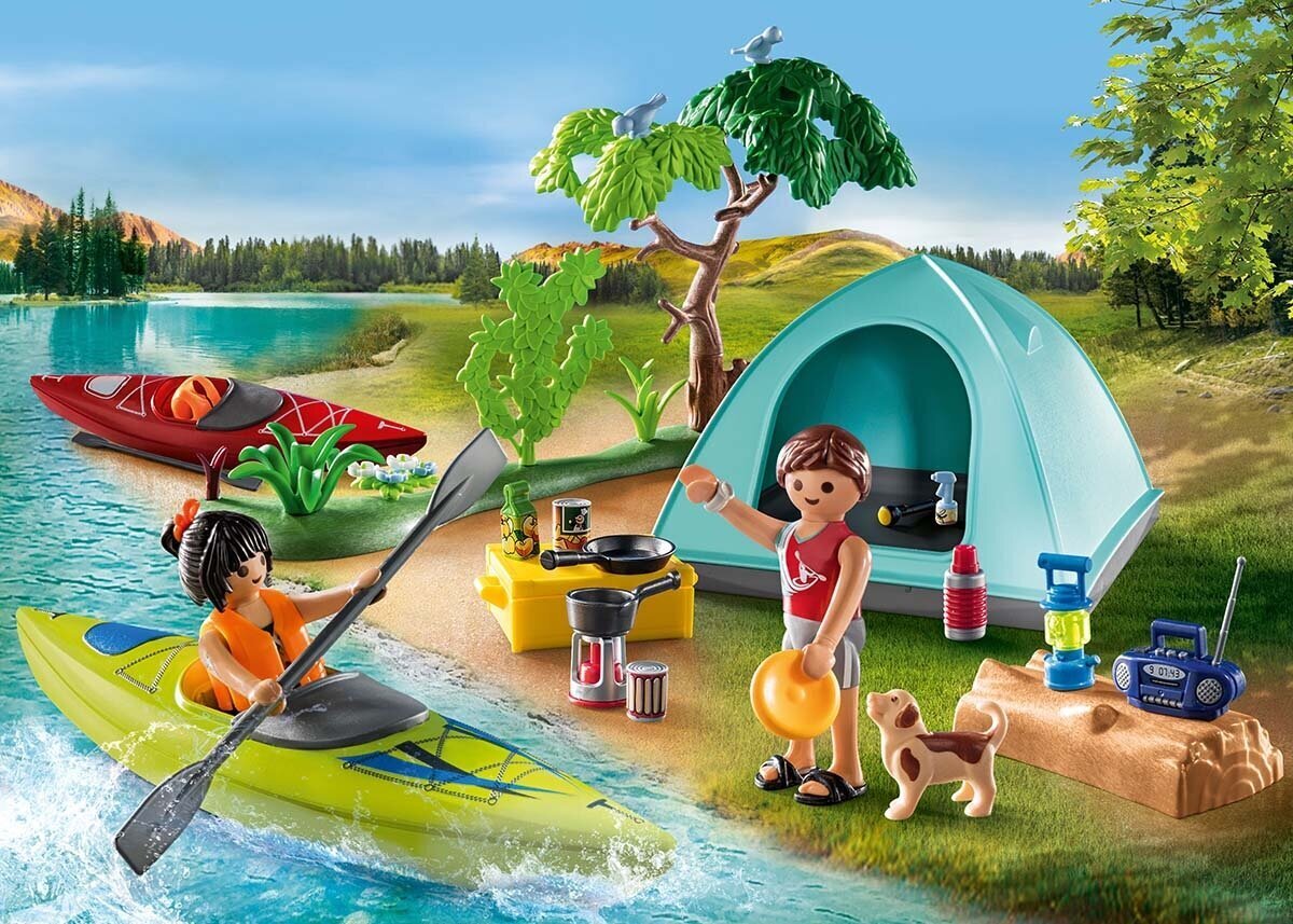 71425 PLAYMOBIL® Family Fun kempings ar ugunskuru cena un informācija | Konstruktori | 220.lv