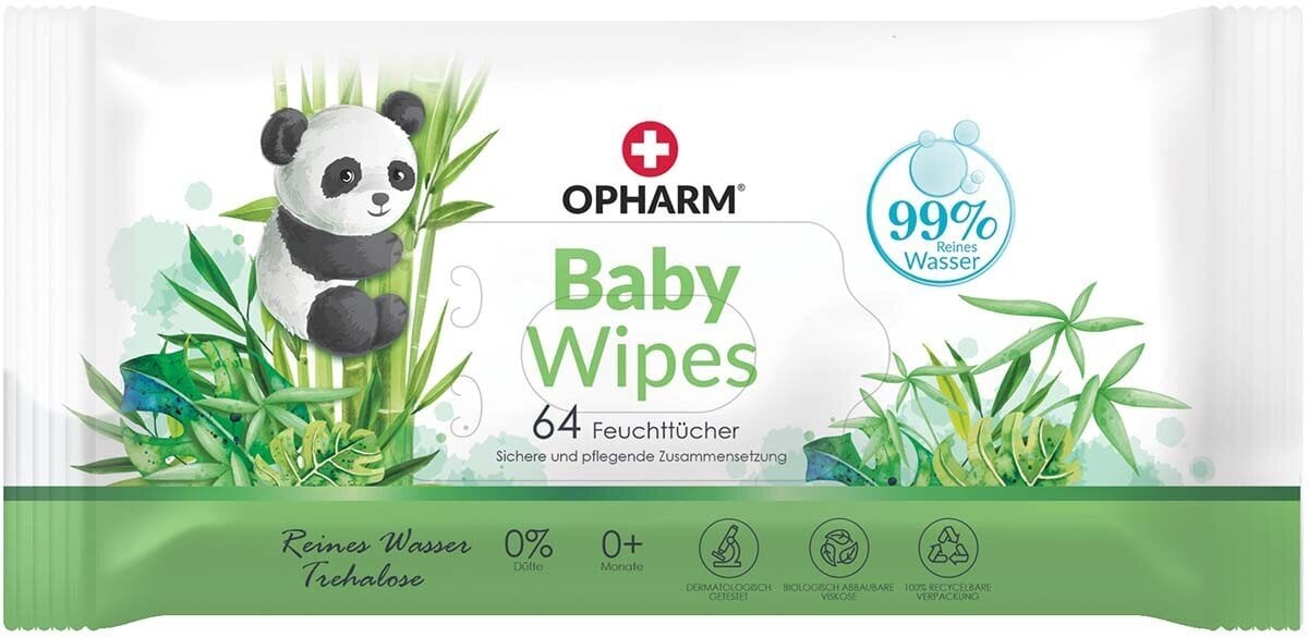 Mitrās salvetes mazuļiem Opharm, 64 gab цена и информация | Mitrās salvetes, vienreizlietojamie paladziņi | 220.lv