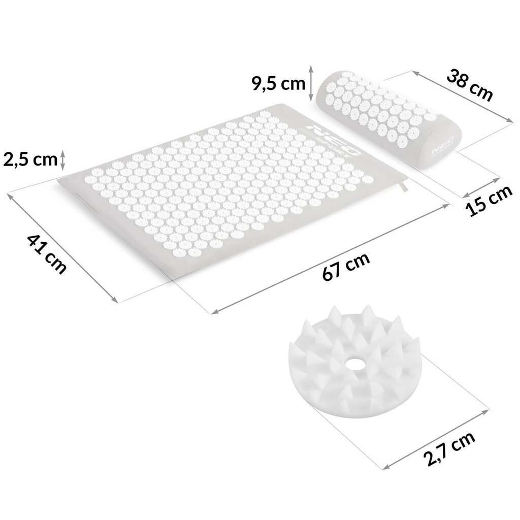 Masāžas akupresūras paklājiņš Neo Sport, 42x25,5x14,5 cm, pelēks цена и информация | Vingrošanas paklāji | 220.lv