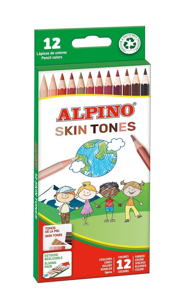 Krāsainie zīmuļi Alpino Skin tones, 12 krāsas cena un informācija | Modelēšanas un zīmēšanas piederumi | 220.lv