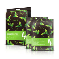 Отшелушивающая маска для ног с зеленым чаем, 2 пары цена и информация | Кремы, лосьоны для тела | 220.lv
