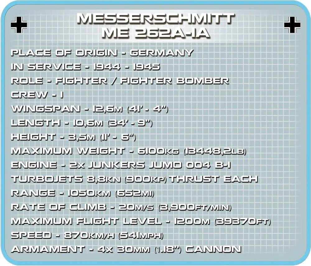 Bloki Messerschmitt Me262 A-1a cena un informācija | Konstruktori | 220.lv