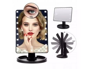 Поворотное зеркало для макияжа 22LED с подсветкой + мини-зеркало цена и информация | Косметички, косметические зеркала | 220.lv