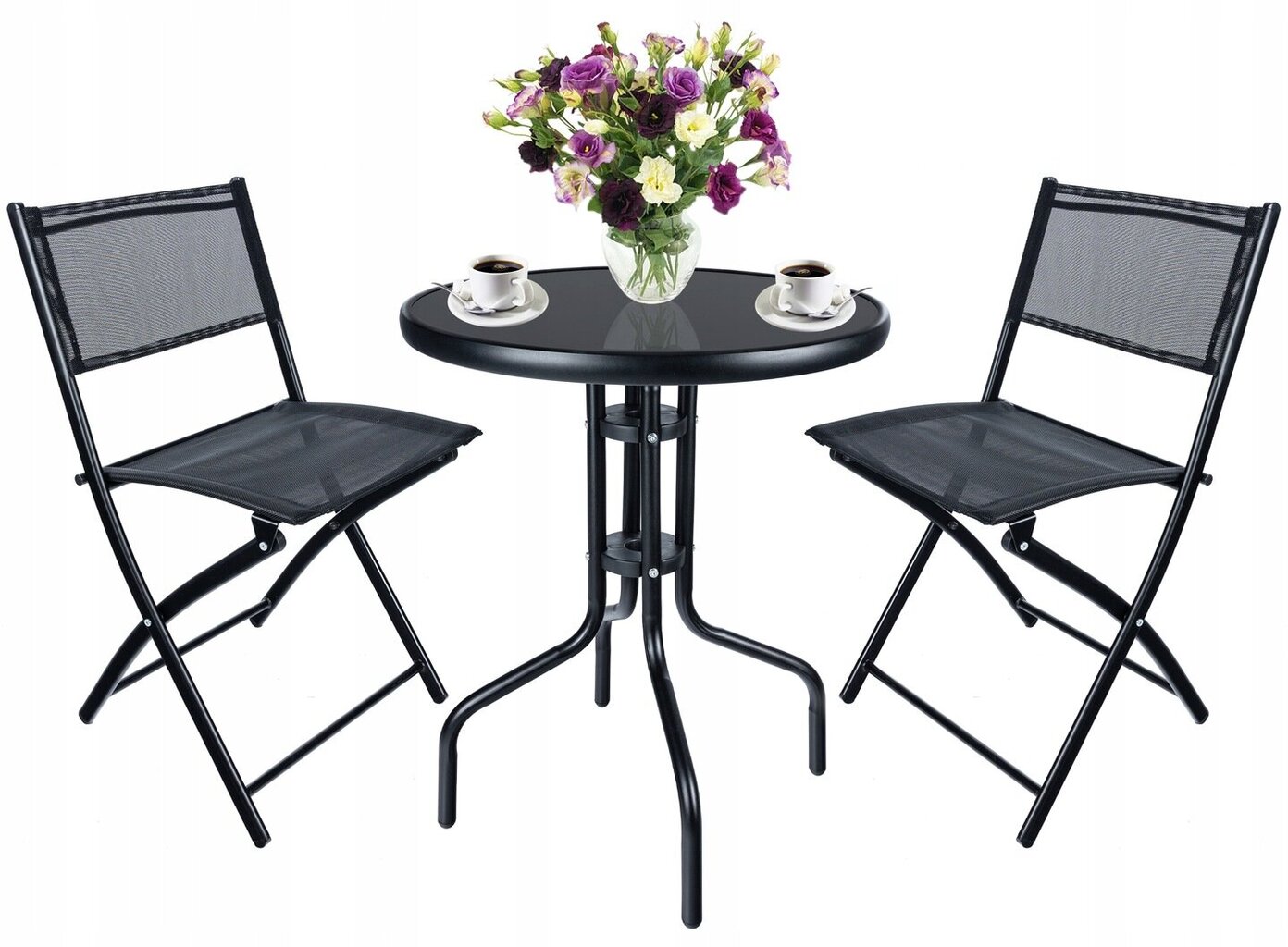 2 krēslu un galda komplekts Gotel Garden line, melns cena un informācija | Dārza mēbeļu komplekti | 220.lv