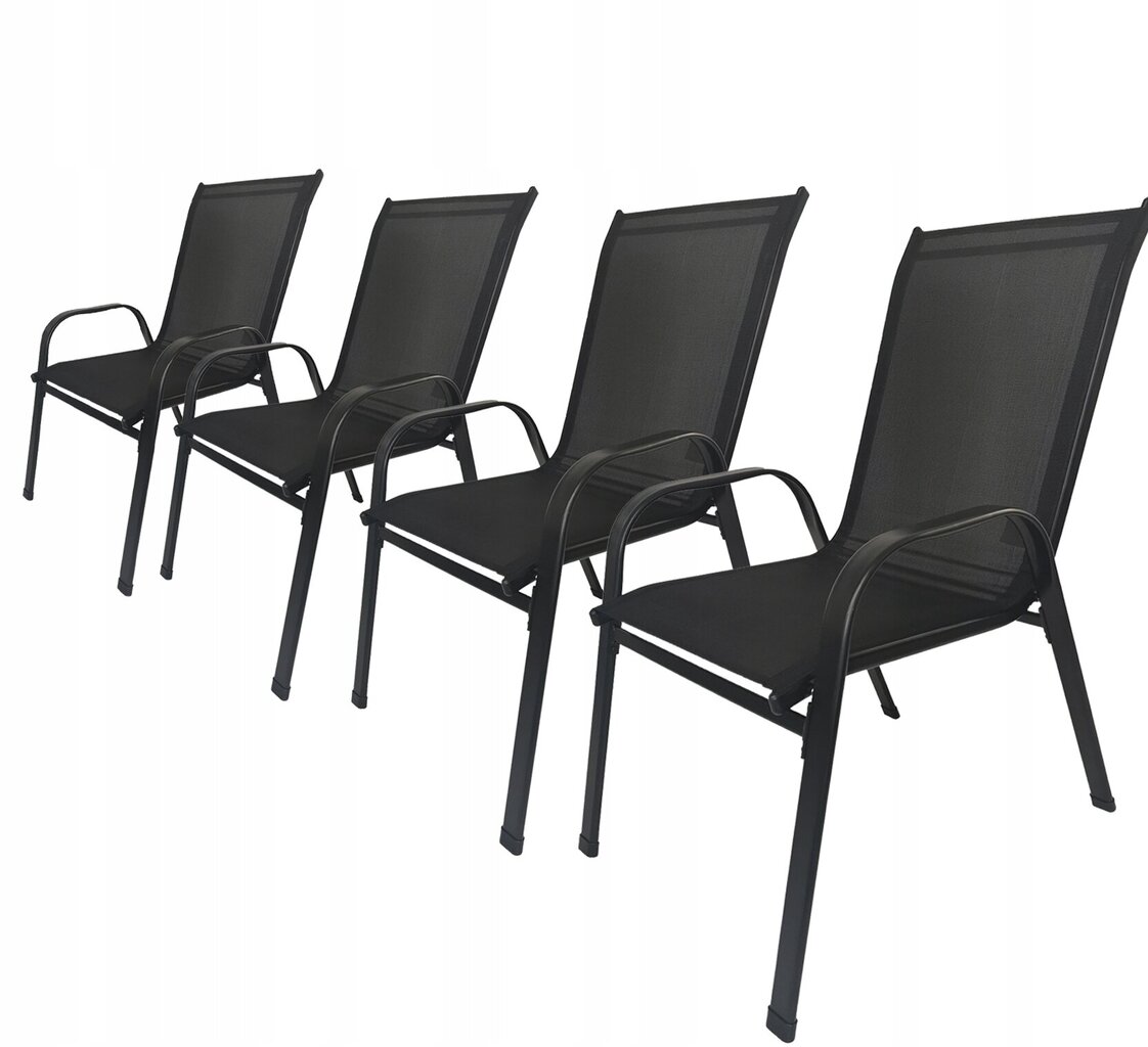 4 dārza krēslu komplekts Contrast Mallorca, melni cena un informācija | Dārza krēsli | 220.lv