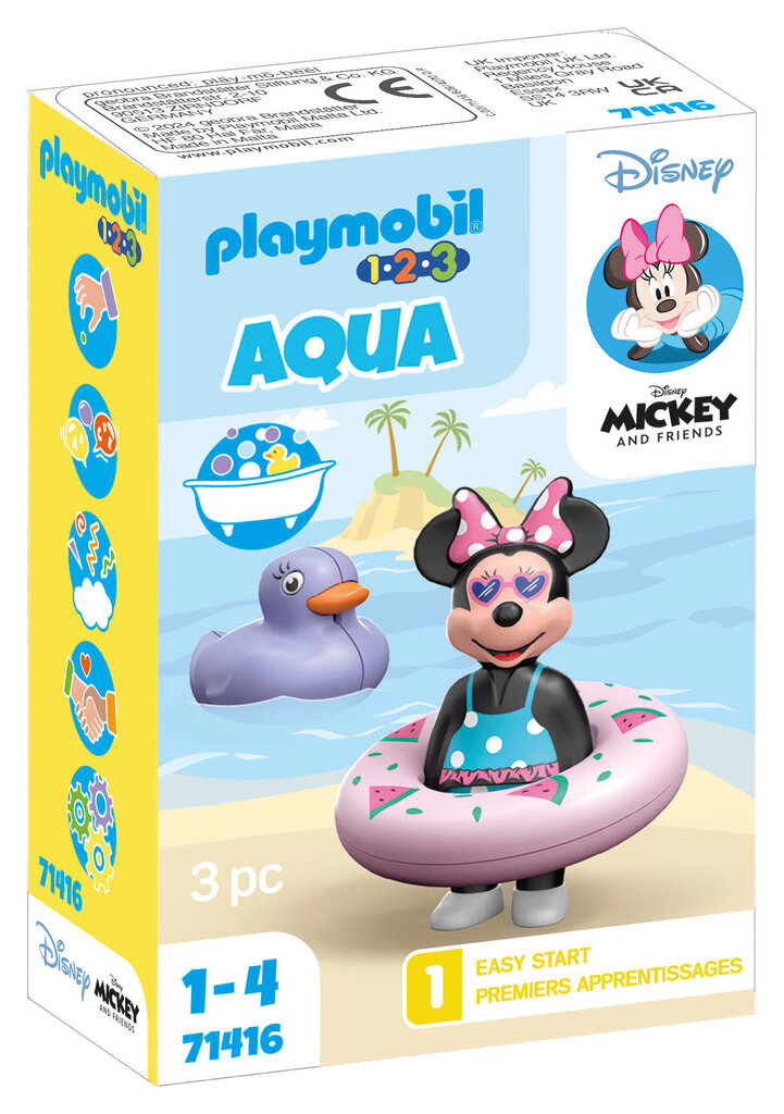 71416 PLAYMOBIL® 1.2.3 & Disney: Minnie's Beach Trip, ūdens rotaļlietas cena un informācija | Konstruktori | 220.lv