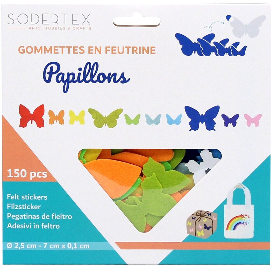 Filca uzlīmes dekorēšanai Sodertex Butterflies, 150 gab. цена и информация | Aplikācijas, rotājumi, uzlīmes | 220.lv