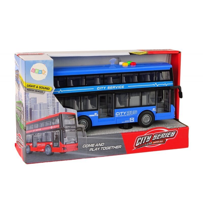 Rotaļlietu akumulatoru darbināms divstāvu autobuss Lean Toys, zils cena un informācija | Rotaļlietas zēniem | 220.lv