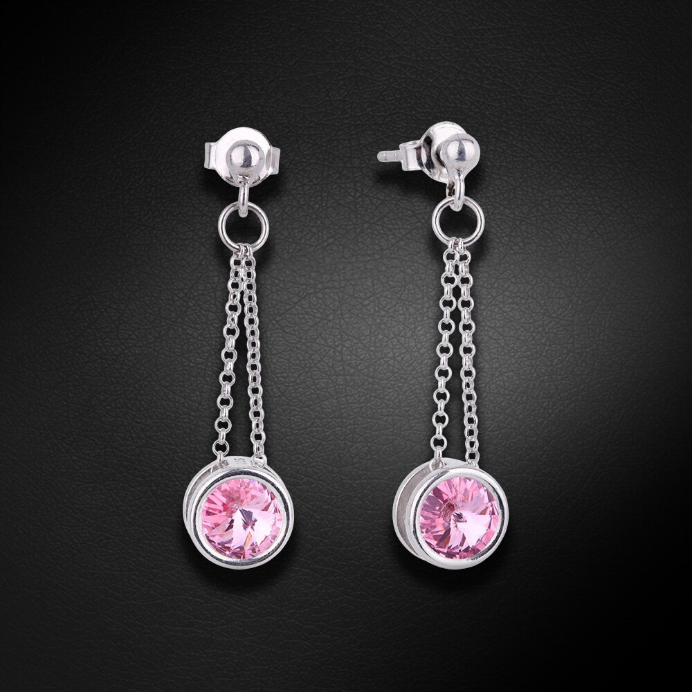 Sudraba auskari Bonbon Light Rose ar Swarovski™ kristāliem DS02A879 cena un informācija | Auskari | 220.lv