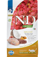 Farmina N&D Cat Quinoa Adult Skin&Coat sausā barība kaķiem, ar mājputnu gaļu un kokosriekstu, 5 kg cena un informācija | Sausā barība kaķiem | 220.lv