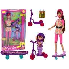 Lelle Lucy Doll Set Pink Scooter Skateboard ar piederumiem Lean Toys, 15d. cena un informācija | Rotaļlietas meitenēm | 220.lv