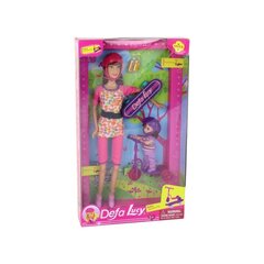 Lelle Lucy Doll Set Pink Scooter Skateboard ar piederumiem Lean Toys, 15d. cena un informācija | Rotaļlietas meitenēm | 220.lv