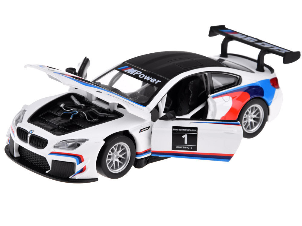 Metāla rotaļu auto MSZ BMW M6 GT3, balts цена и информация | Rotaļlietas zēniem | 220.lv