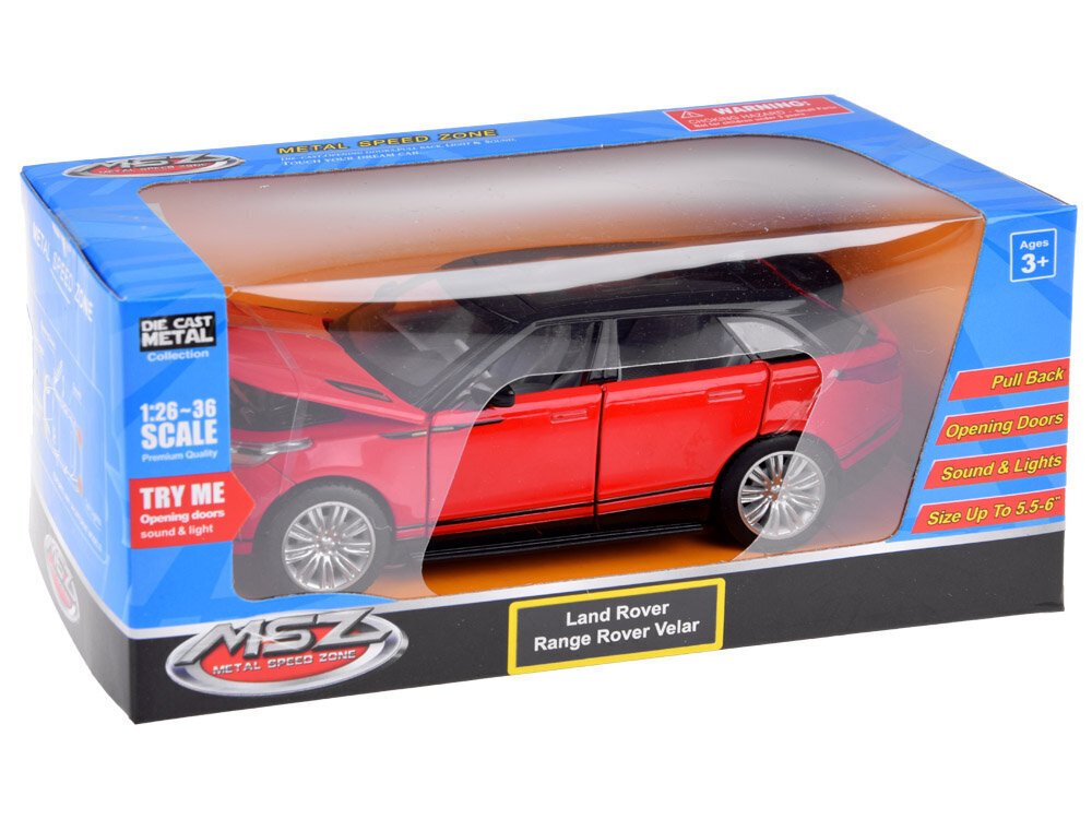 Metāla rotaļu auto MSZ Range Rover Velar, sarkans cena un informācija | Rotaļlietas zēniem | 220.lv