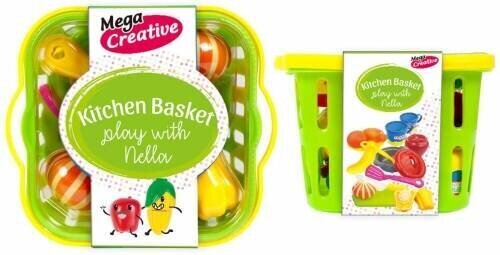 Rotaļu trauku un dārzeņu komplekts zaļā grozā Mega Creative, 16d. cena un informācija | Rotaļlietas meitenēm | 220.lv