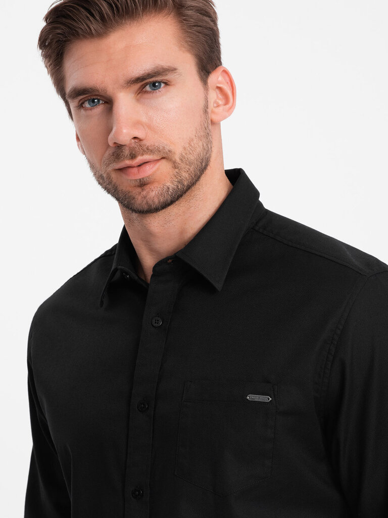 Krekls vīriešiem Ombre Clothing 124362-7, melns цена и информация | Vīriešu krekli | 220.lv