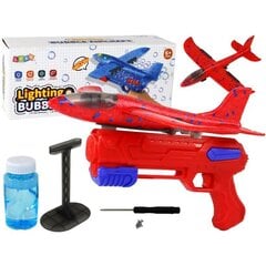 Rotaļu lidmašīnas un ziepju burbuļu palaišanas komplekts Lean Toys, sarkans, 6 daļas cena un informācija | Rotaļlietas zēniem | 220.lv