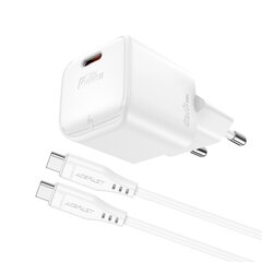 Acefast A77 Mini PD 30W GaN wall charger + USB-C cable - white цена и информация | Зарядные устройства для телефонов | 220.lv