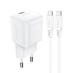 Acefast A73 Mini PD 20W GaN wall charger + USB-C cable - white цена и информация | Зарядные устройства для телефонов | 220.lv