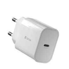 Devia wall charger Smart PD 20W 1x USB-C white + Lightning - USB-C cable V2 цена и информация | Зарядные устройства для телефонов | 220.lv