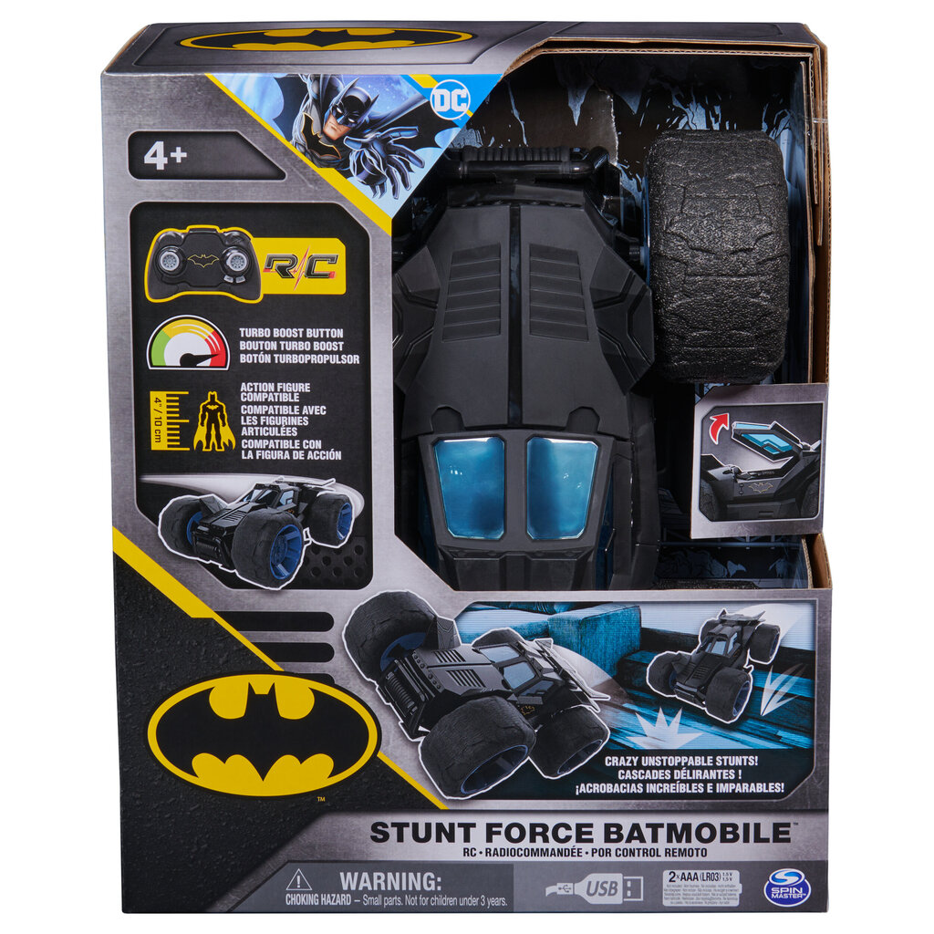 Auto Batman Remote Control Car Stunt Shot Batmobile Dc, 6066871, melns cena un informācija | Rotaļlietas zēniem | 220.lv