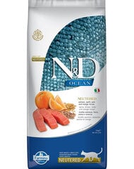 Farmina N&D OCEAN CAT SALMON, SPELT, OATS & ORANGE NEUTERED ADULT sterilizētiem/ kastrētiem kaķiem , 10 kg cena un informācija | Sausā barība kaķiem | 220.lv