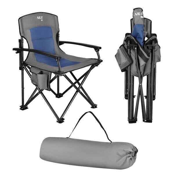 Kempinga krēsls Nils Camp NC3075, 91x17cm, pelēks/zils cena un informācija |  Tūrisma mēbeles | 220.lv