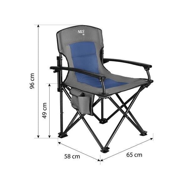 Kempinga krēsls Nils Camp NC3075, 91x17cm, pelēks/zils cena un informācija |  Tūrisma mēbeles | 220.lv