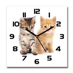 Stikla Pulkstenis Brūns un sarkans kaķis, 30x30 цена и информация | Часы | 220.lv