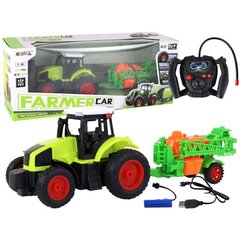 Tālvadības pults Farmer traktors ar smidzinātāju 1:16 Lean Toys cena un informācija | Rotaļlietas zēniem | 220.lv