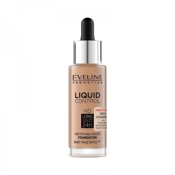 Tonālais krēms Eveline Cosmetics Liquid Control 24H, 060 sunny beige, 32 ml cena un informācija | Grima bāzes, tonālie krēmi, pūderi | 220.lv