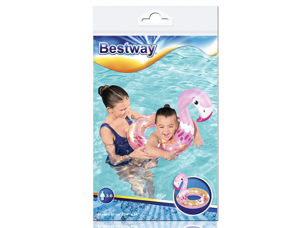 Piepūšamais peldēšanas ritenis Bestway Flamingo, 61 cm cena un informācija | Ūdens, smilšu un pludmales rotaļlietas | 220.lv