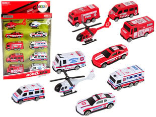 Ugunsdzēsēju un ātrās palīdzības mašīnu komplekts Lean Toys cena un informācija | Rotaļlietas zēniem | 220.lv