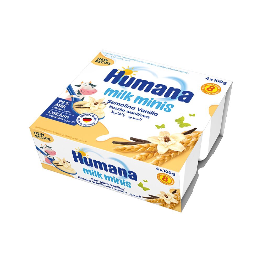 Vaniļas mannas deserts Humana Milk Minis, 100g x 4gab. цена и информация | Dzērieni, uzkodas bērniem | 220.lv