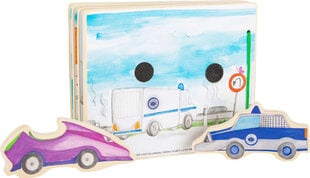 Koka bērnu izglītojoša grāmata ar rotaļu automašīnām cena un informācija | Rotaļlietas zīdaiņiem | 220.lv