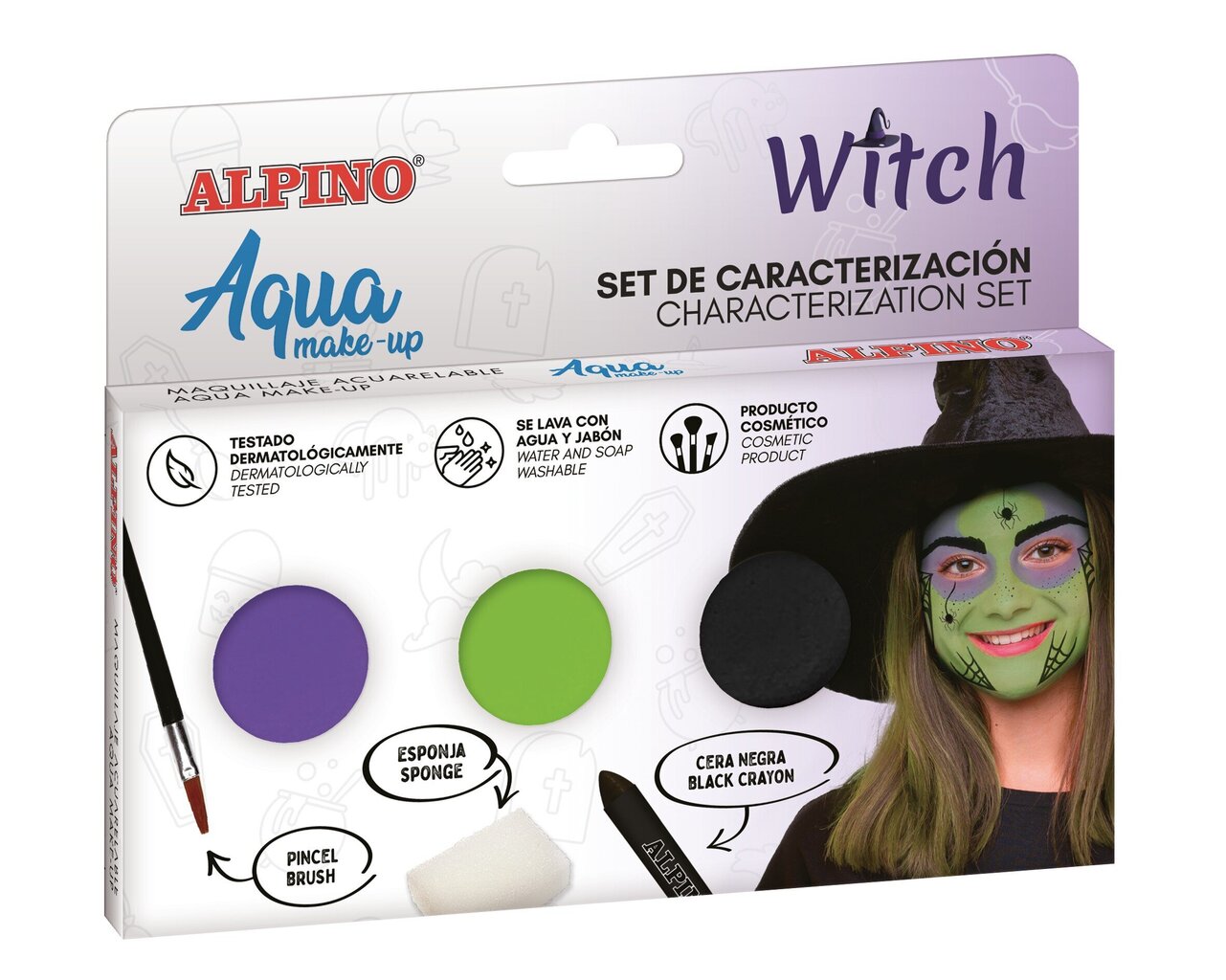 Grima komplekts Alpino Witch Aqua make-up, 3 krāsas цена и информация | Karnevāla kostīmi, maskas un parūkas | 220.lv