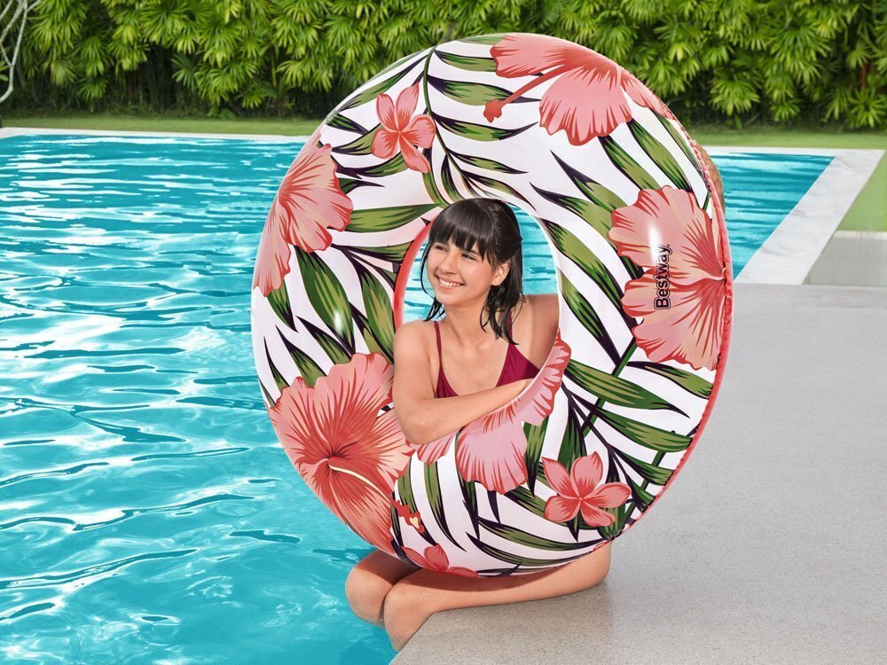 Piepūšamais peldēšanas ritenis Bestway Float'n Fashion, 119 cm, rozā krāsā цена и информация | Piepūšamās rotaļlietas un pludmales preces | 220.lv