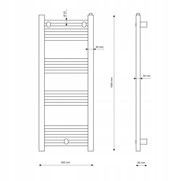 Vannas istabas radiators Puerto balts 40/100 cm цена и информация | Dvieļu žāvētāji | 220.lv