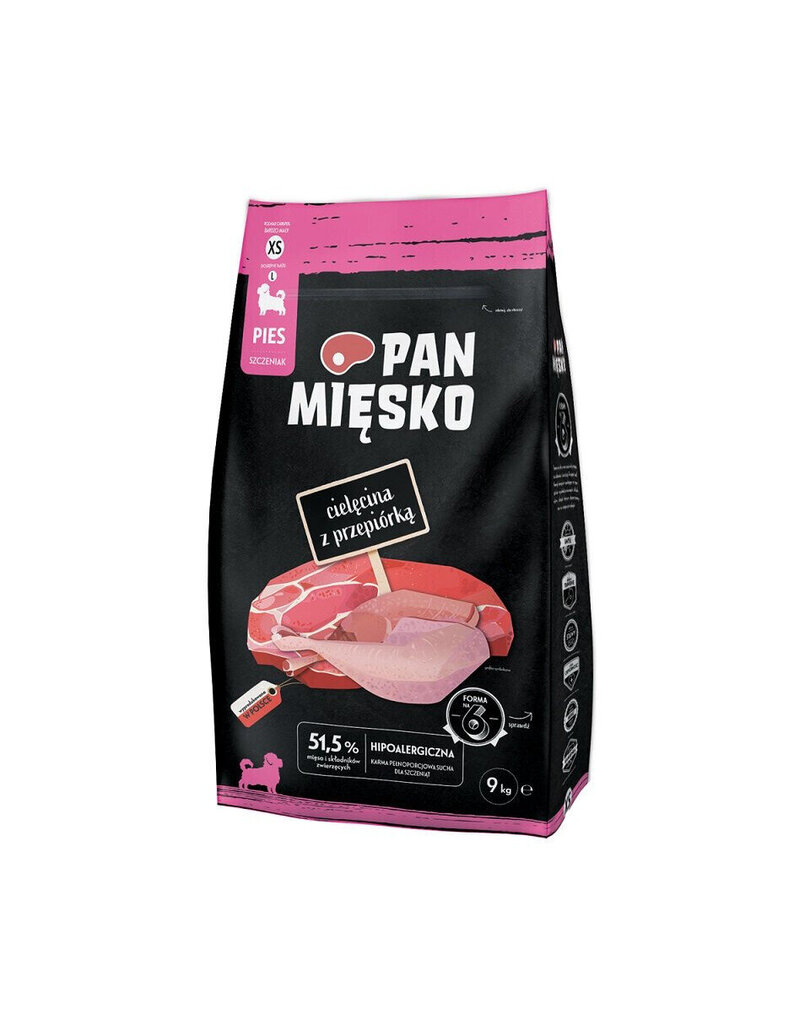 Pan Mięsko mazo šķirņu jauniem suņiem, ar teļa un mājputnu gaļu, 3 kg cena un informācija | Sausā barība suņiem | 220.lv
